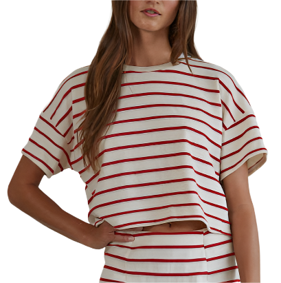Gabe Striped Top - Red