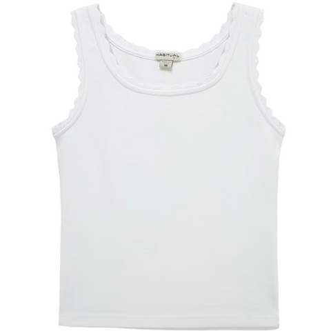 Scallop Edge Tank - White