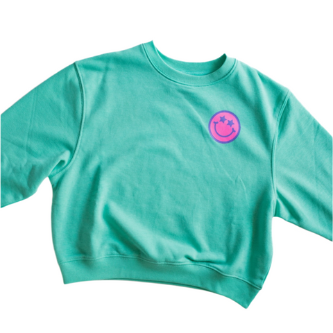 Smiley Sweatshirt - Aqua
