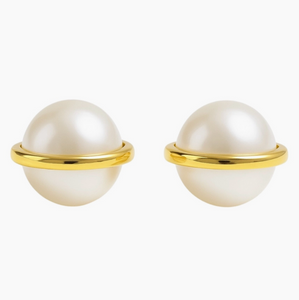 Pearl & Gold Stud Earrings