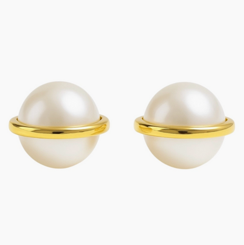 Pearl & Gold Stud Earrings