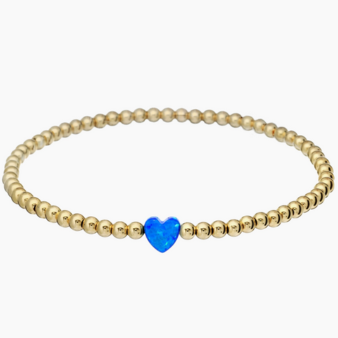 Heart Beaded Bracelet - Gold
