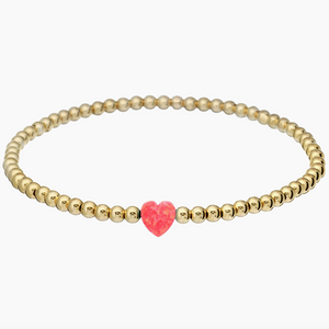 Heart Beaded Bracelet - Gold