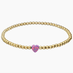 Heart Beaded Bracelet - Gold