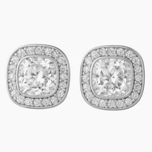 Square Halo Studs - Silver