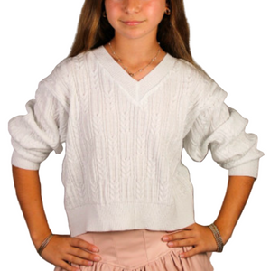 V-Neck Sweater - White