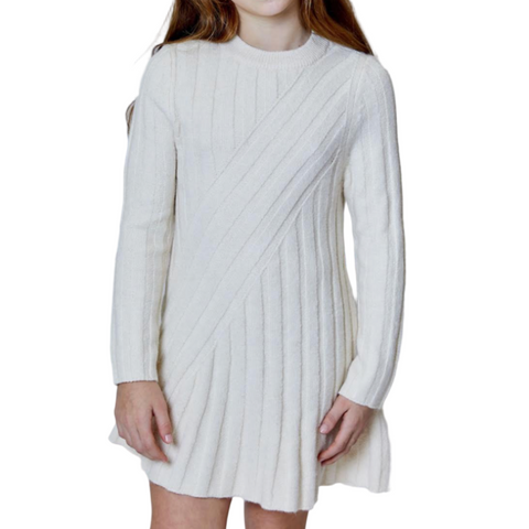 Ribbed Sweater Dress - White