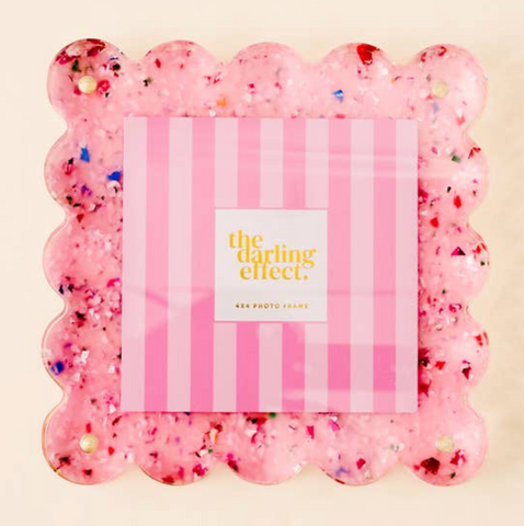 Scalloped Acrylic Frames - Confetti Pink