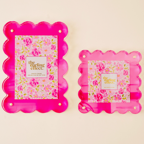Scalloped Acrylic Frames - Hot Pink