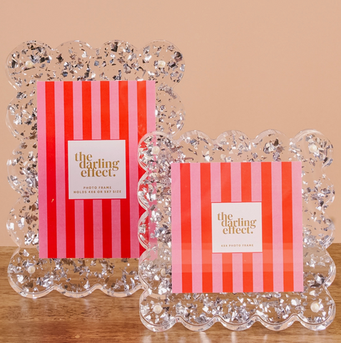 Scalloped Acrylic Frames - Silver Glitter