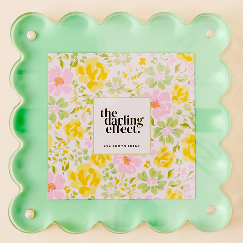 Square Scalloped Acrylic Frame - Green