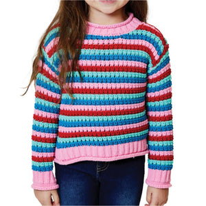 Bright Striped Knit Sweater - Go Pink