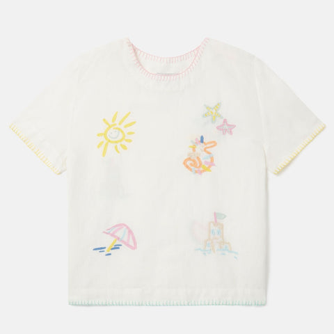 Stella McCartney - Linen Top with Beach Icons