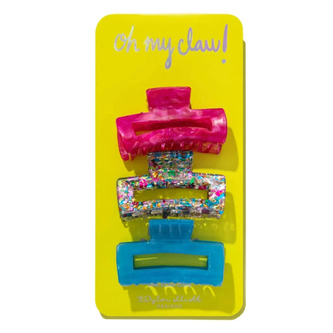 Taylor Elliot Designs - Claw Clip Trio in Colorful Confetti