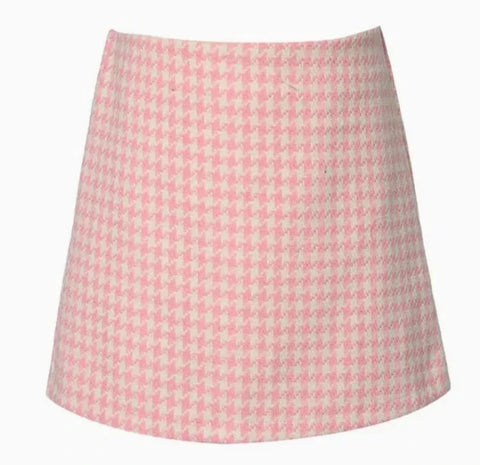 Houndstooth Skirt - Pink