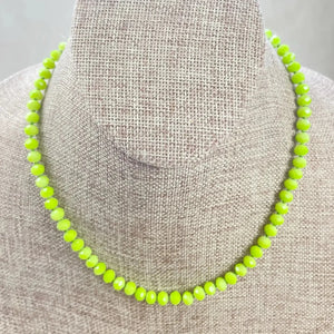 Barb Crystal Beaded Necklace - Green