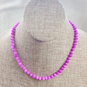 Barb Crystal Beaded Necklace - Purple