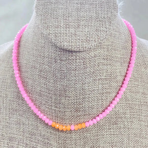 Mia Beaded Necklace - Pink Grapefruit