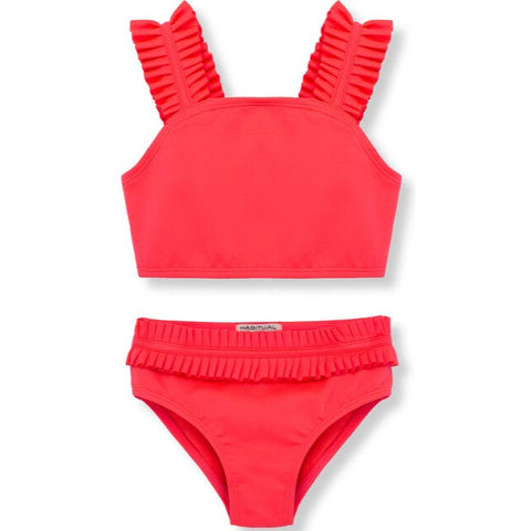 Habitual Girl - Ruffle Swimsuit in Coral