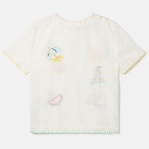 Stella McCartney - Linen Top with Beach Icons