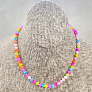 Barb Crystal Beaded Necklace - Neon