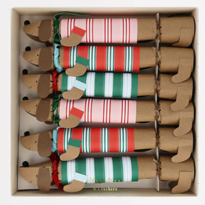 Meri Meri - Festive Stripe Sausage Dog Crackers