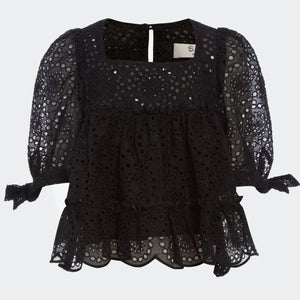 Sea - Maeve Eyelet Top in Black