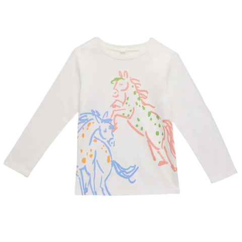 Horse Sketch Long Sleeve Tee - White