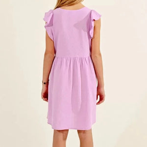 Ruffled Sleeve Dress - Lilac