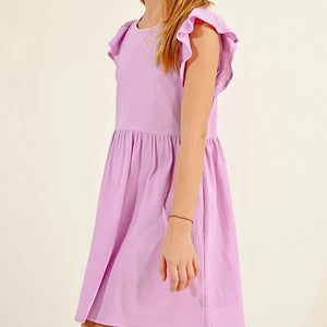 Ruffled Sleeve Dress - Lilac