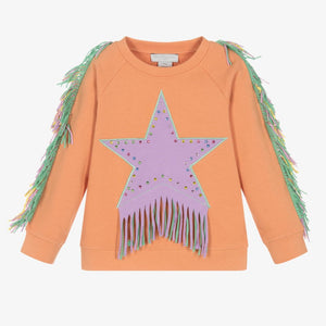 Stella McCartney - Star Sweatshirt with Fringe in Orange