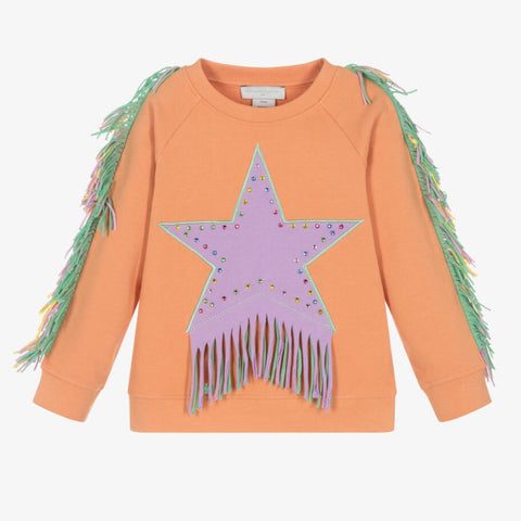 Stella McCartney - Star Sweatshirt with Fringe in Orange