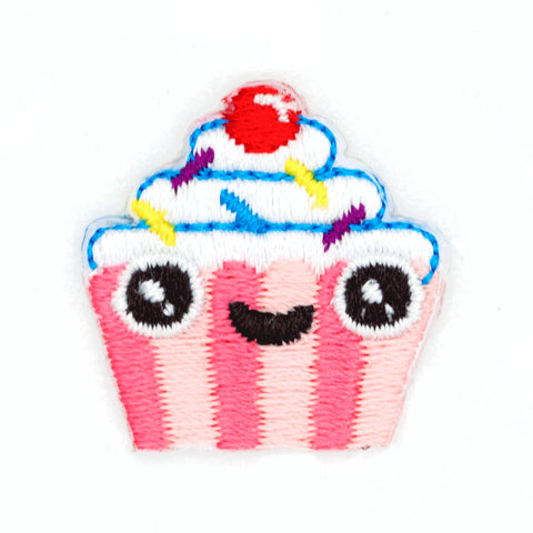 These Are Things - Cupcake Face Embroidered Sticker Patch