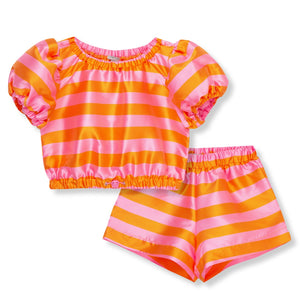 Habitual Girl - Parachute Short Set in Pink/Orange