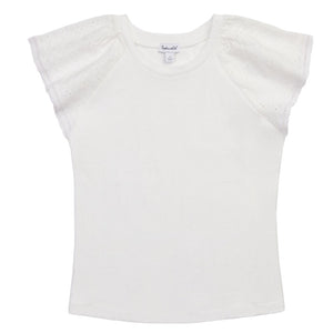 Splendid - Eyelet Sleeve Tee in White