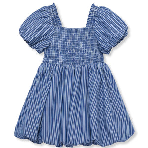 Habitual Girl - Square Neck Bubble Dress in Blue Stripe