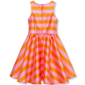 Habitual Girl - High Low Striped Dress in Pink/Orange