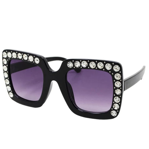 Black Square Crystal Sunglasses