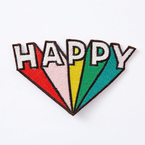 Punky Pins - Happy Embroidered Iron On Patch