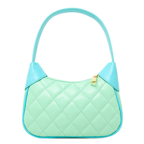 Quilted Leather Shoulder Bag in Aqua Green