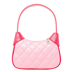 Quilted Leather Shoulder Bag in Pink