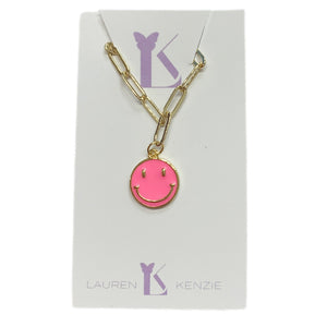 Lauren Kenzie - Smiles All Around Chain Necklace in Hot Pink