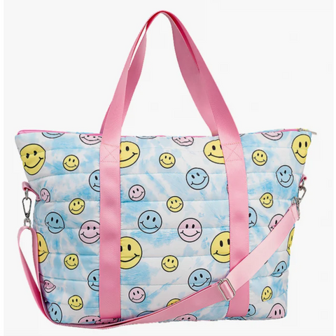 Top Trenz - Smiley Tie Dye Puffer Tote Bag