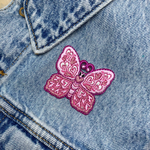 Wildflower + Co - Heart Butterfly Patch in Pink