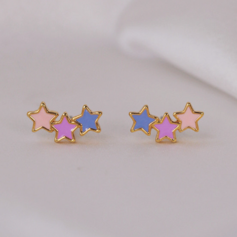 Wildflower + Co - Enamel Pastel Star Stud Earrings