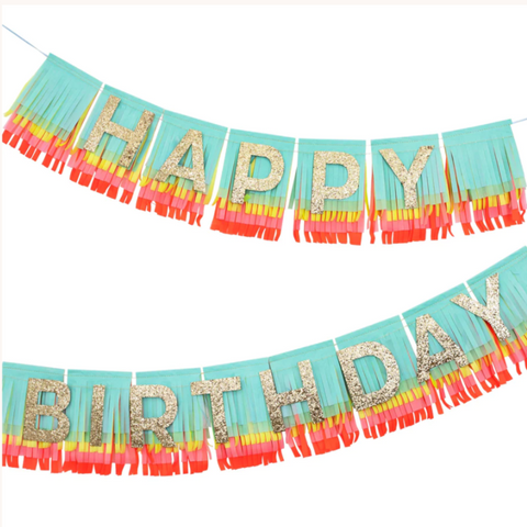 Meri Meri - Rainbow Happy Birthday Fringe Garland
