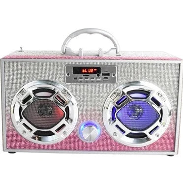 Wireless Express - Pink Bling Bluetooth Boombox