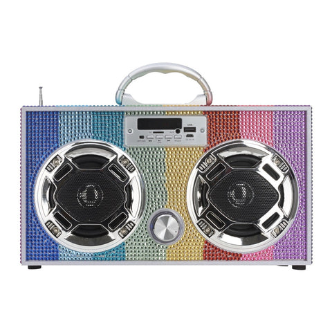 Wireless Express - Rainbow Bling Retro Boombox